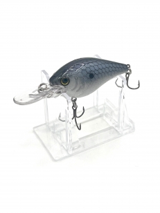 Gray and White Medium Diving Crankbait on stand